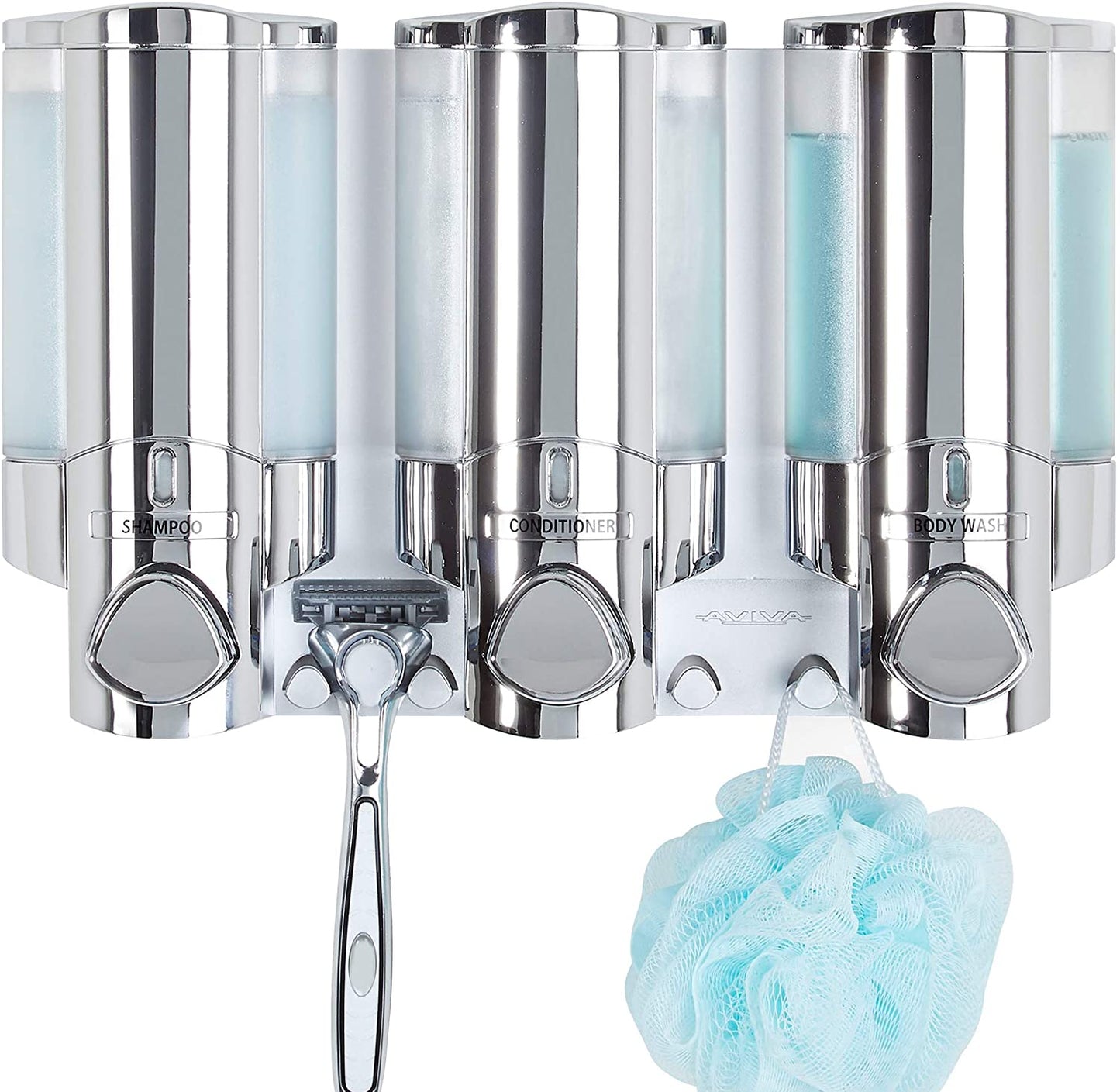 Better Living 76345 AVIVA III Shower Dispenser, Translucent Bottles, Chrome