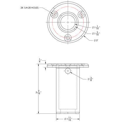 TACO Receiver w/Backing Plate f/Come On Board Handle [F16-0800C-1]