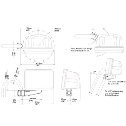 Scanstrut Scanpod 7" Instrument Pod - Uncut - Arm Mounted Fits 1" - 1.3" Rails [SPR-7-AM]