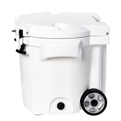 LAKA Coolers 30 Qt Cooler w/Telescoping Handle  Wheels - White [1079]