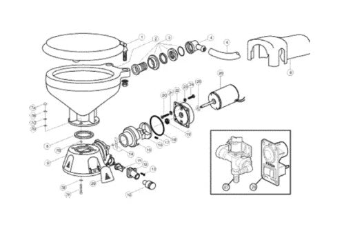 Jabsco Quiet-Flush Toliet Parts - Motor Cover