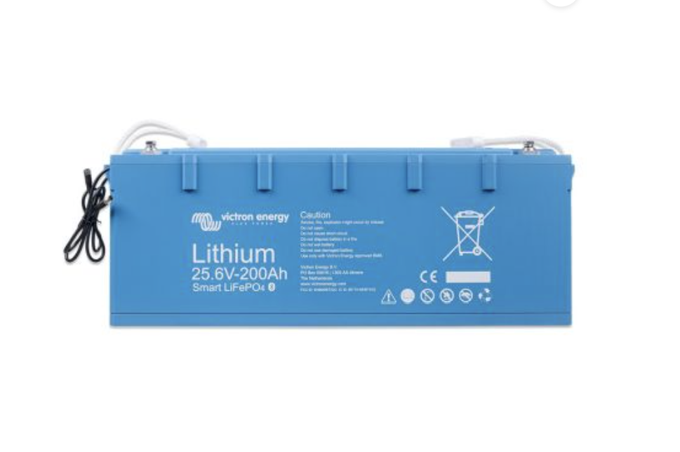 Lithium-Iron-Phosphate (LiFePO4 or LFP) Smart Battery, 25.6V/200Ah
