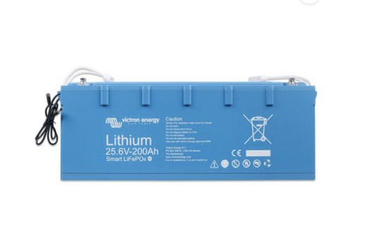 Lithium-Iron-Phosphate (LiFePO4 or LFP) Smart Battery, 25.6V/200Ah