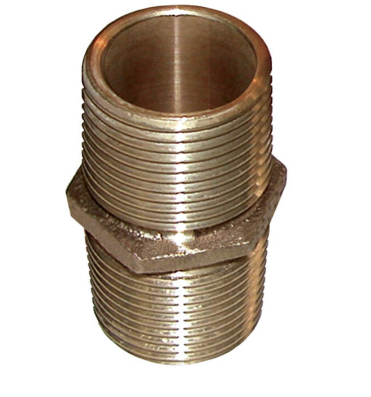 Groco Bronze Threaded Nipple, 1/2" Pipe, Close Length