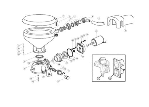 Jabsco Quiet-Flush Toilet Parts - Motor Cover (Special Order)