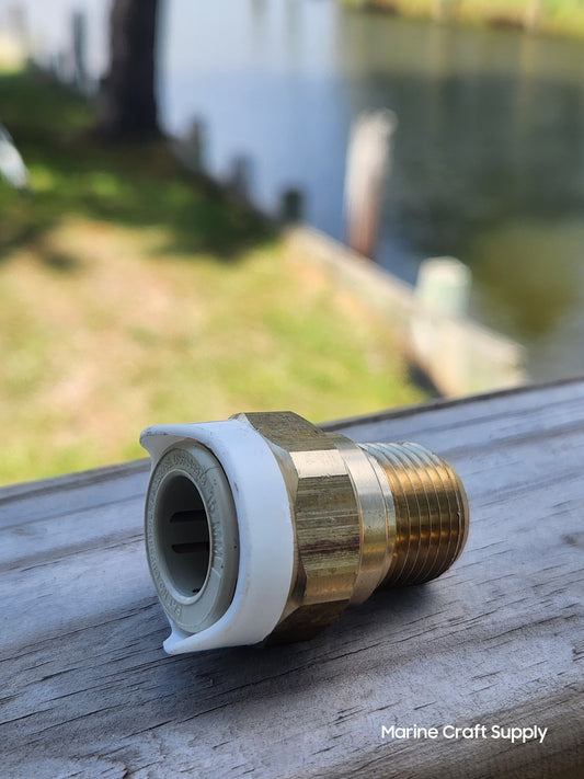 Whale Quick Connect, Adaptor Male 1/2in NPT Brass to 15mm