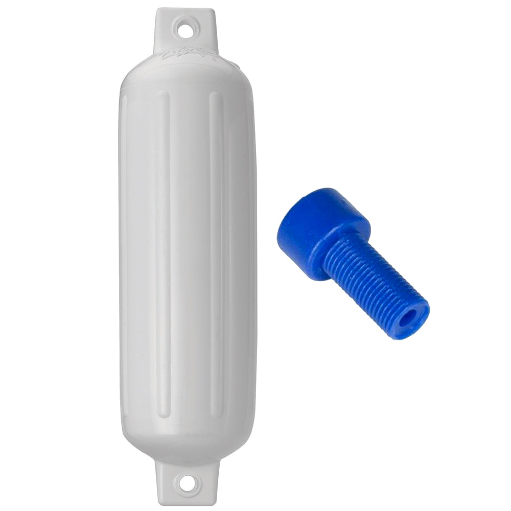 Polyform G-4 Twin Eye Fender 6.5" x 22" - White w/Air Adapter [G-4-WHITE]
