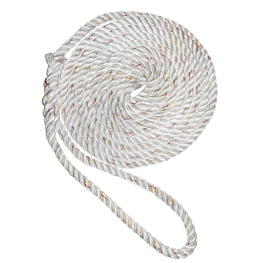 New England Ropes 1/2" X 25 Premium Nylon 3 Strand Dock Line - White w/Tracer [C6050-16-00025]