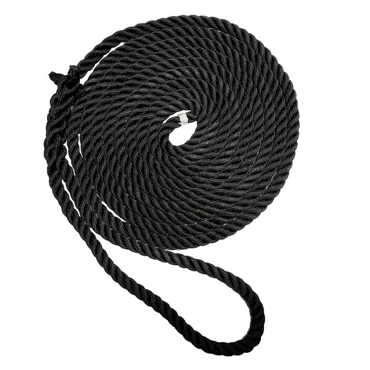 New England Ropes 1/2" X 25 Premium Nylon 3 Strand Dock Line - Black [C6054-16-00025]